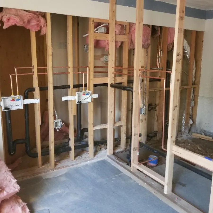 Copper pipe rough-in and plumbing installation in Philadelphia